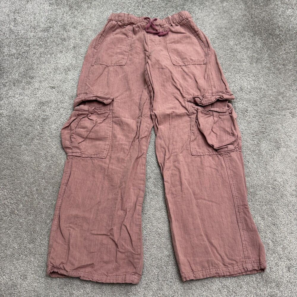 BDG Urban Outfitters Linen Cotton Elastic Cargo Pants Women XS Mauve Pink Casual